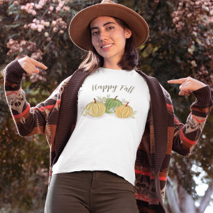 Cute Fall Pumpkin Gourds "Happy Fall" Women's  T-Shirt