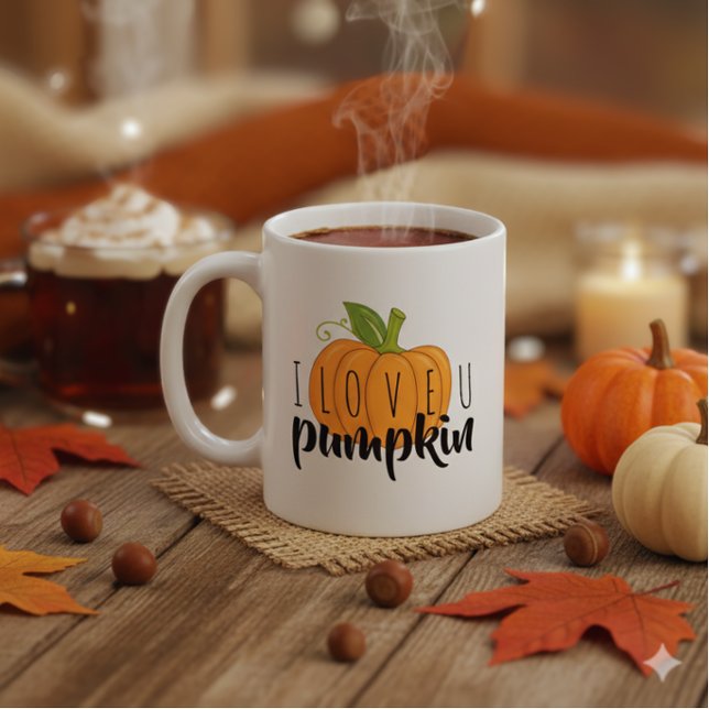 Cute Fall Pumpkin I Love You Saying Coffee Mug (Creator Uploaded)
