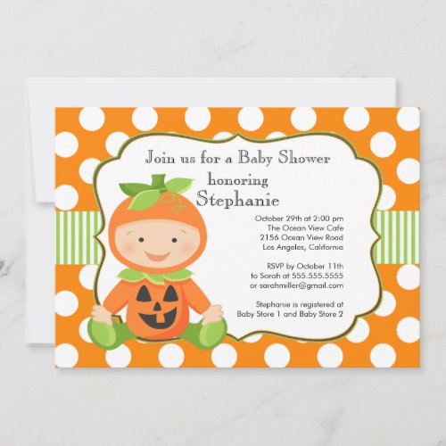Cute Fall Pumpkin Neutral Baby Shower Invitation