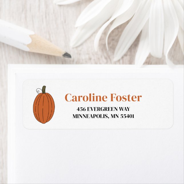 Cute Fall Pumpkin Return Address Label (Insitu)