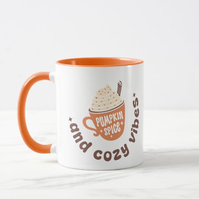 Cute Fall Pumpkin Spice and Cozy vibes  Mug (Left)