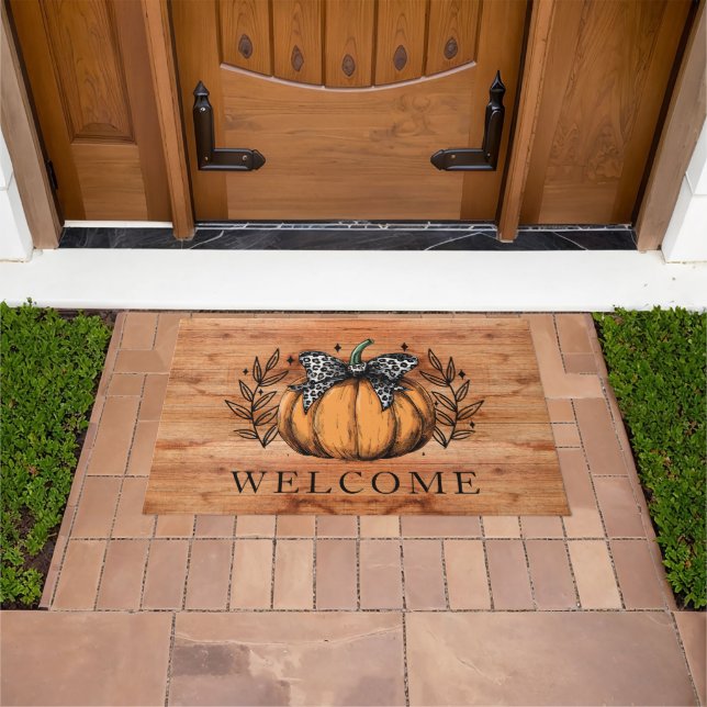 Cute Fall Pumpkin Welcome Doormat (Outdoor)