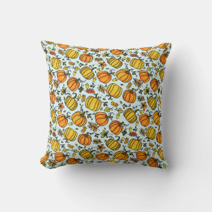 Cute Fall pumpkins boarder Happy Thanksgiving Throw Pillow