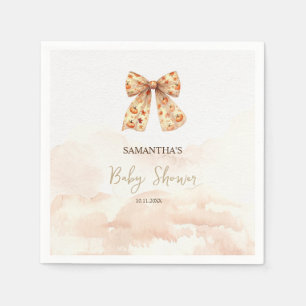 Cute Fall Pumpkins Bow Baby Shower Napkins
