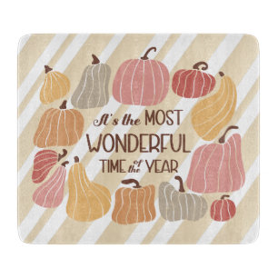 Cute Fall pumpkins quotes bohemian Cutting Board