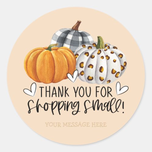 Cute Fall Pumpkins Thank You Shop Small Business Classic Round Sticker