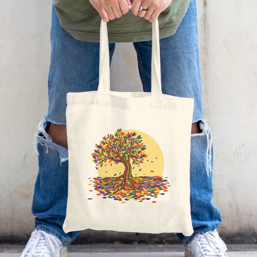 Cute Fall Rainbow Tree Pretty Autumn Thanksgiving Tote Bag