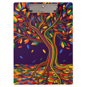 Cute Fall Rainbow Tree Purple Autumn Thanksgiving Clipboard