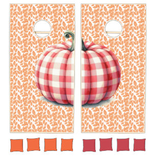 Cute fall, rustic plaid pumpkin cornhole set