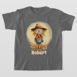 Cute Fall Scarecrow Add Name Kids T-shirt at Zazzle