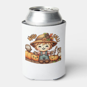 Cute Fall Scarecrow with Pumpkins Oversized T-Shir Can Cooler