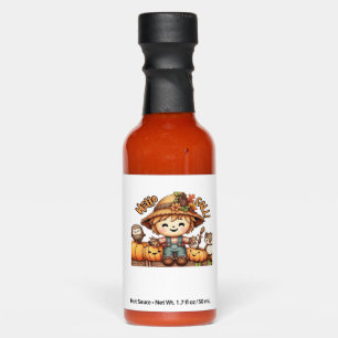 Cute Fall Scarecrow with Pumpkins Oversized T-Shir Hot Sauces