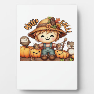 Cute Fall Scarecrow with Pumpkins Oversized T-Shir Plaque