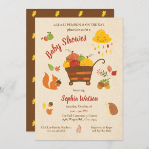 Cute Fall Scene Pumpkin Baby Shower Invitation