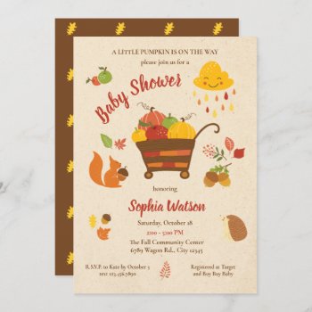Cute Fall Scene Pumpkin Baby Shower Invitation by marlenedesigner at Zazzle