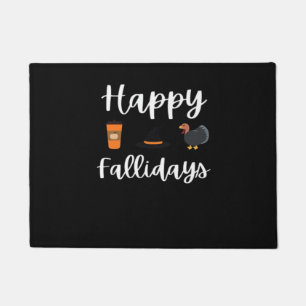 Cute Fall season fan Happy Fallidays Thanksgiving Doormat