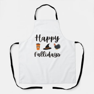 Cute Fall season Happy Fallidays Thanksgiving Hall Apron