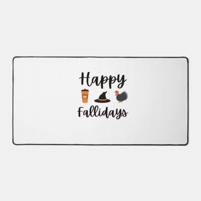 Cute Fall season Happy Fallidays Thanksgiving Hall Desk Mat (Front)