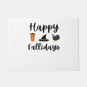 Cute Fall season Happy Fallidays Thanksgiving Hall Doormat