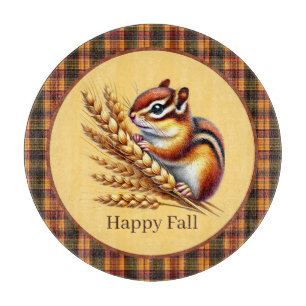 Cute Fall Seasonal chipmunk kitchen Cutting Board