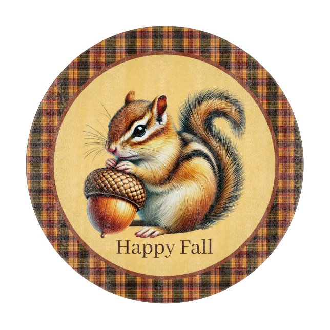 Cute Fall Seasonal chipmunk kitchen  Cutting Board (Front)