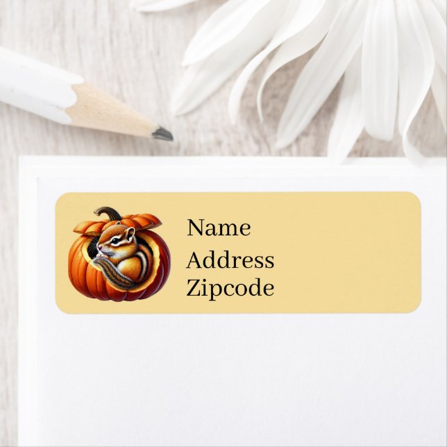 Cute Fall Seasonal chipmunk  Label (Insitu)