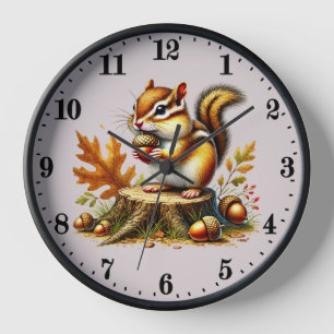 Cute Fall Seasonal chipmunk lovers Clock