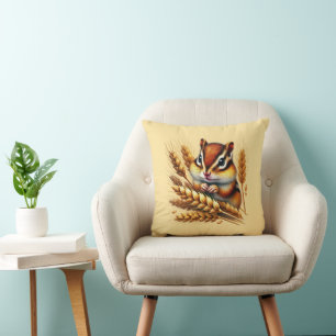 Cute Fall Seasonal chipmunk Throw Pillow