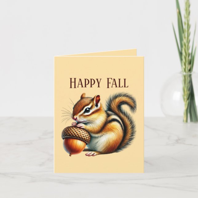 Cute Fall Seasonal customizable chipmunk Card (Front)