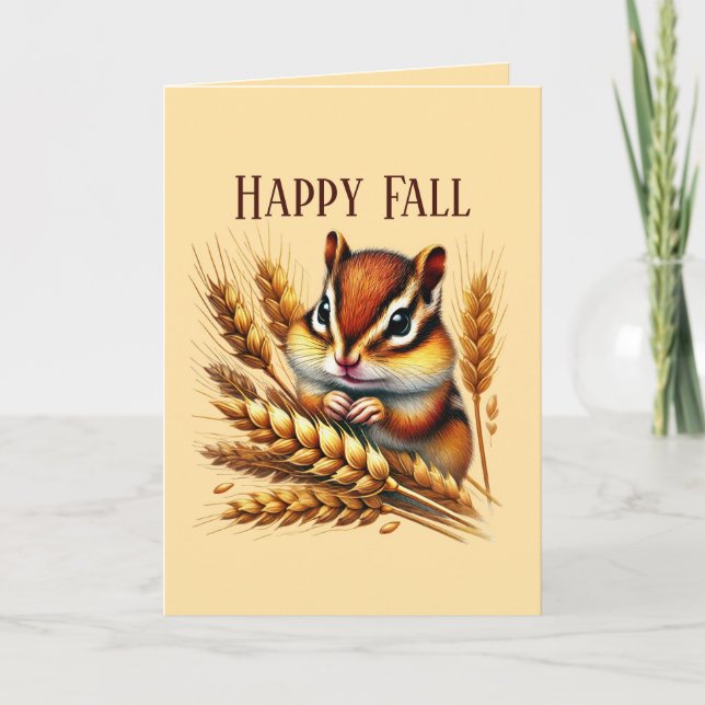 Cute Fall Seasonal customizable chipmunk  Card (Front)