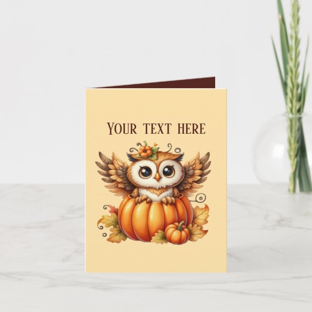 Cute Fall Seasonal customizable owl Card (Front)