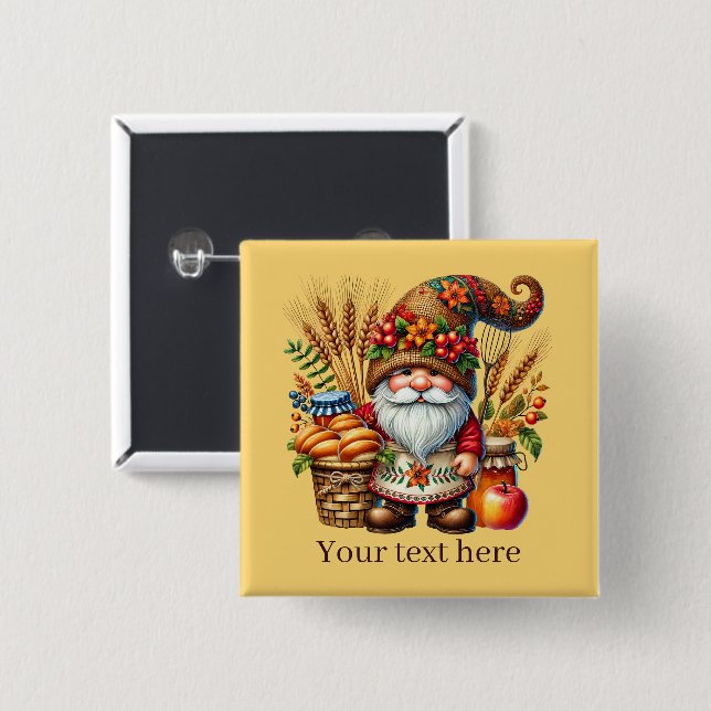 Cute Fall Seasonal gnome party  Button (Front & Back)