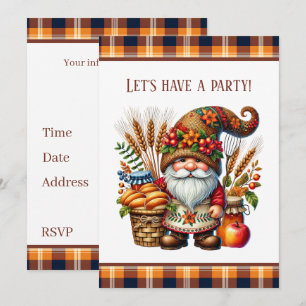 Cute Fall Seasonal gnome party Invitation