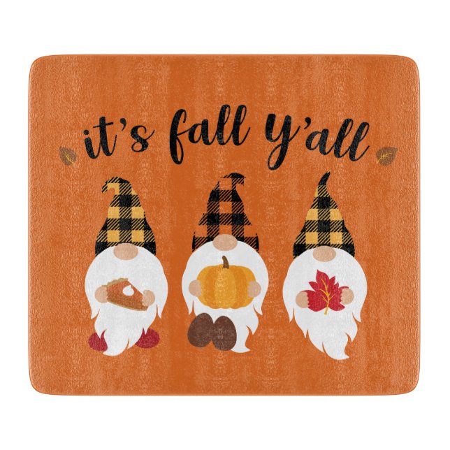 cute Fall Seasonal gnomes Cutting Board (Front)