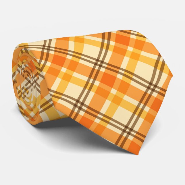 Cute Fall Seasonal plaid tiled pattern Neck Tie (Rolled)