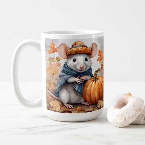 Cute Fall Seasonal Rat with Hat and Coat Coffee Mug