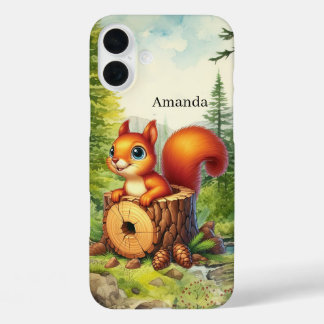 Cute Fall Seasonal squirrel iPhone 16 Plus Case