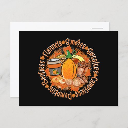 cute Fall Seasonal word art Holiday Postcard