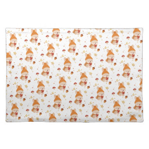 Cute Fall Smiling Bunny Watercolour Cloth Placemat