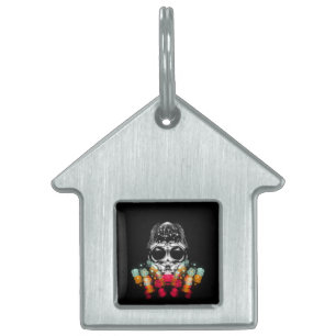 Cute Fall Spider with Dewdrop Hat Pet ID Tag