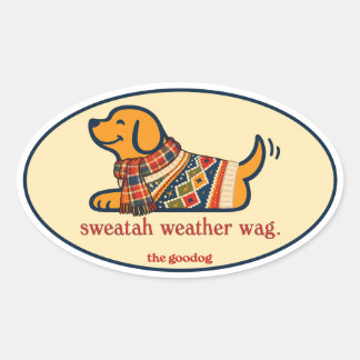 Cute Fall Sweater Dog Oval Sticker