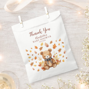Cute Fall Teddy Bear Thank You Favor Bags