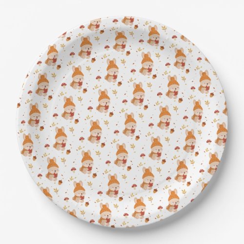 Cute Fall Whimsical Bunny Watercolour Paper Plates