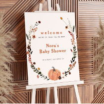 Cute Fall Wildflower Pumpkin Baby Shower Welcome Foam Board