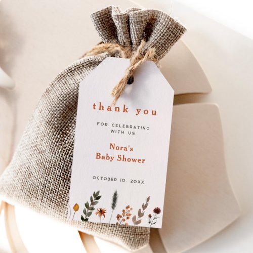 Cute Fall Wildflower Thank You Gift Tags
