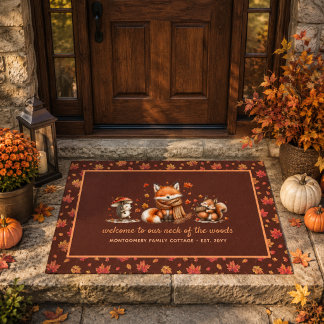 Cute Fall Woodland Animals Personalized Autumn Doormat