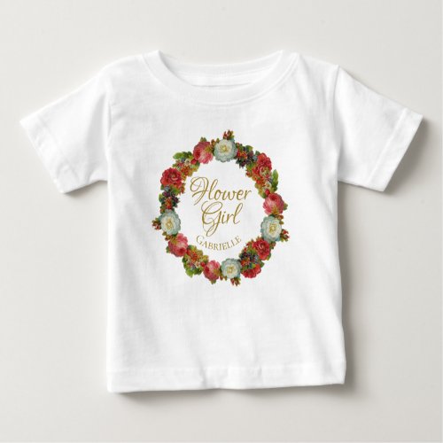 Cute Fall Wreath Flower Girl Wedding Favor Toddler Baby T_Shirt