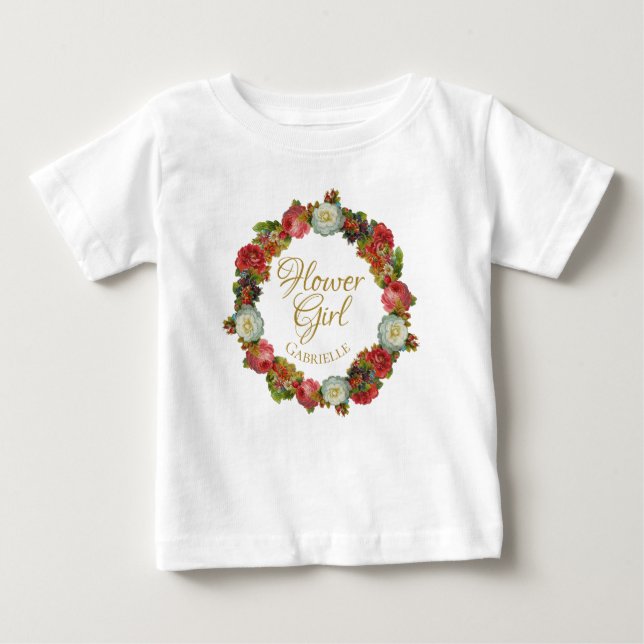 Cute Fall Wreath Flower Girl Wedding Favor Toddler Baby T-Shirt (Front)