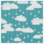 Cute Falling Stars &amp; Clouds Pattern Fabric