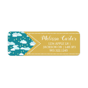 Cute Falling Stars & Clouds Pattern Label